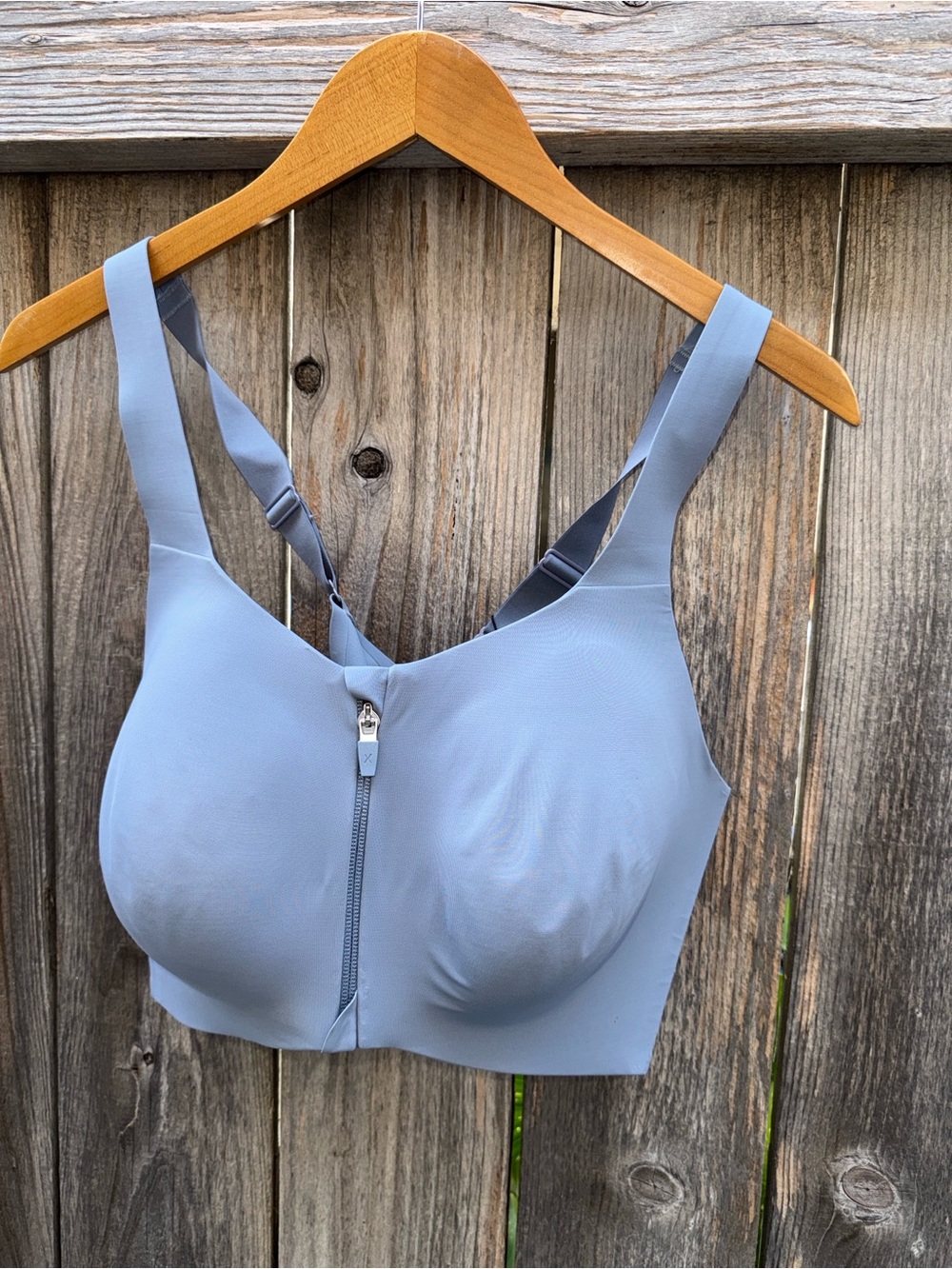 KNIX Catalyst Front Zip Sports Bra SLATE BLUE Size 8
